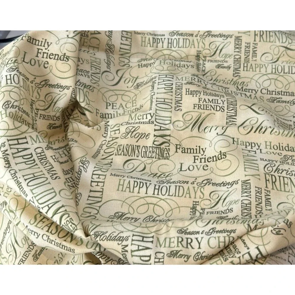 Season's Greetings Holiday Sentiments Cotton Quilting Fabric 35